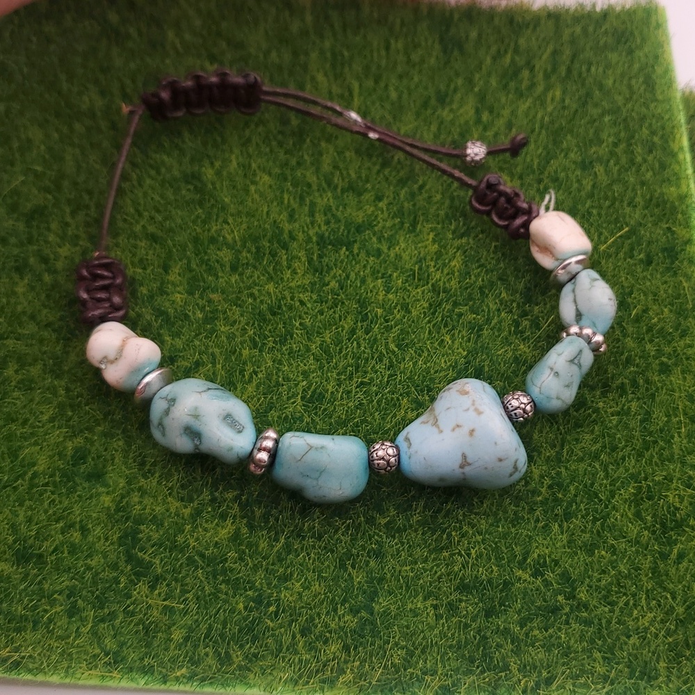 stunning sky blue turquoise precious stone bracelet B3013